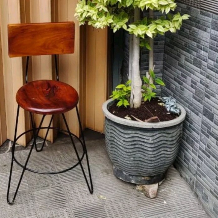 KURSI BASO KAKI BESI COR PAKAI SANDARAN TINGGI 50 CM