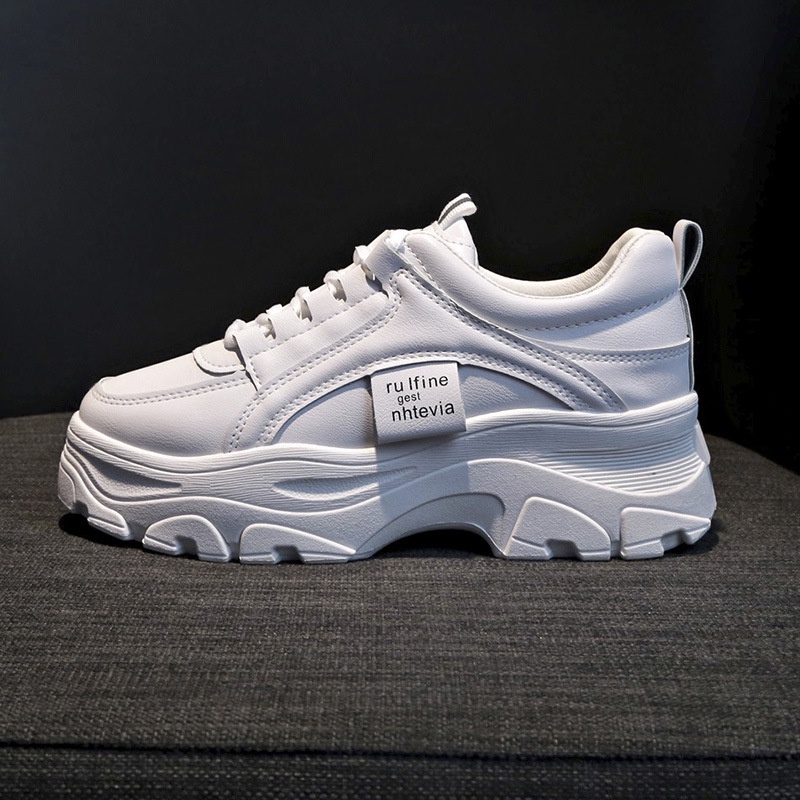 FREE ONGKIR SEPATU WANITA SNEAKERS PUTIH PLATFORM TINGGI KOREA STYLE RUFINE