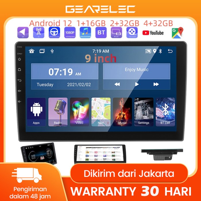 BISA GOSEND HEAD UNIT DOUBLE DIN ANDROID 12 9 INCH UNIVERSAL BLUETOOTH GPS WIFI