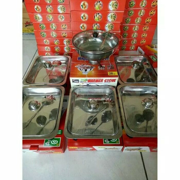 Prasmanan set stainless tutup kaca