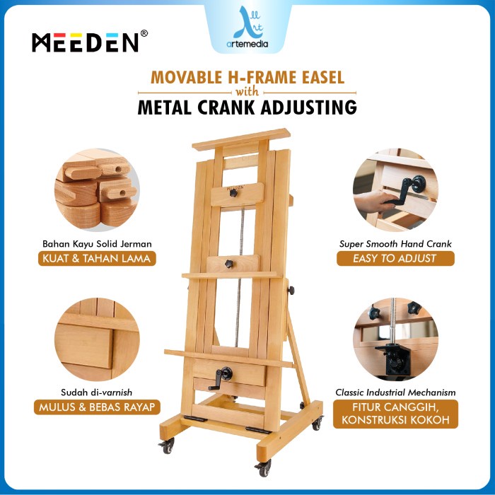 

Meeden Movable Easel H-Frame Crank Adjusting 2 Canvas Heavy Duty Stand