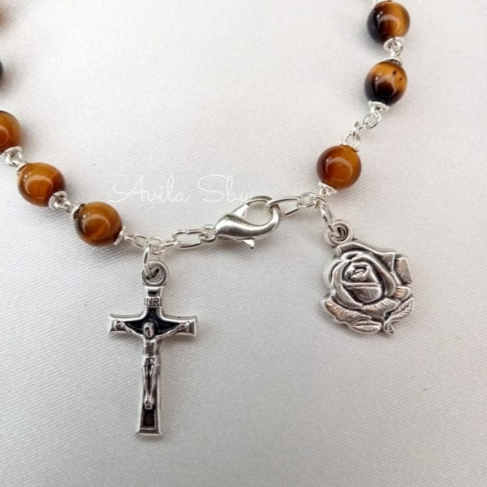 Produk Terbaik] Rosario Gelang Tiger Eyes Rohani Katolik