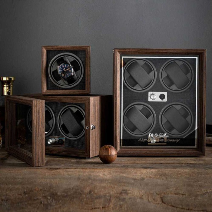Kotak Display Jam Watch Winder Box Pemutar Jam Tangan Otomatis LED kotak jam tangan WatchWinder