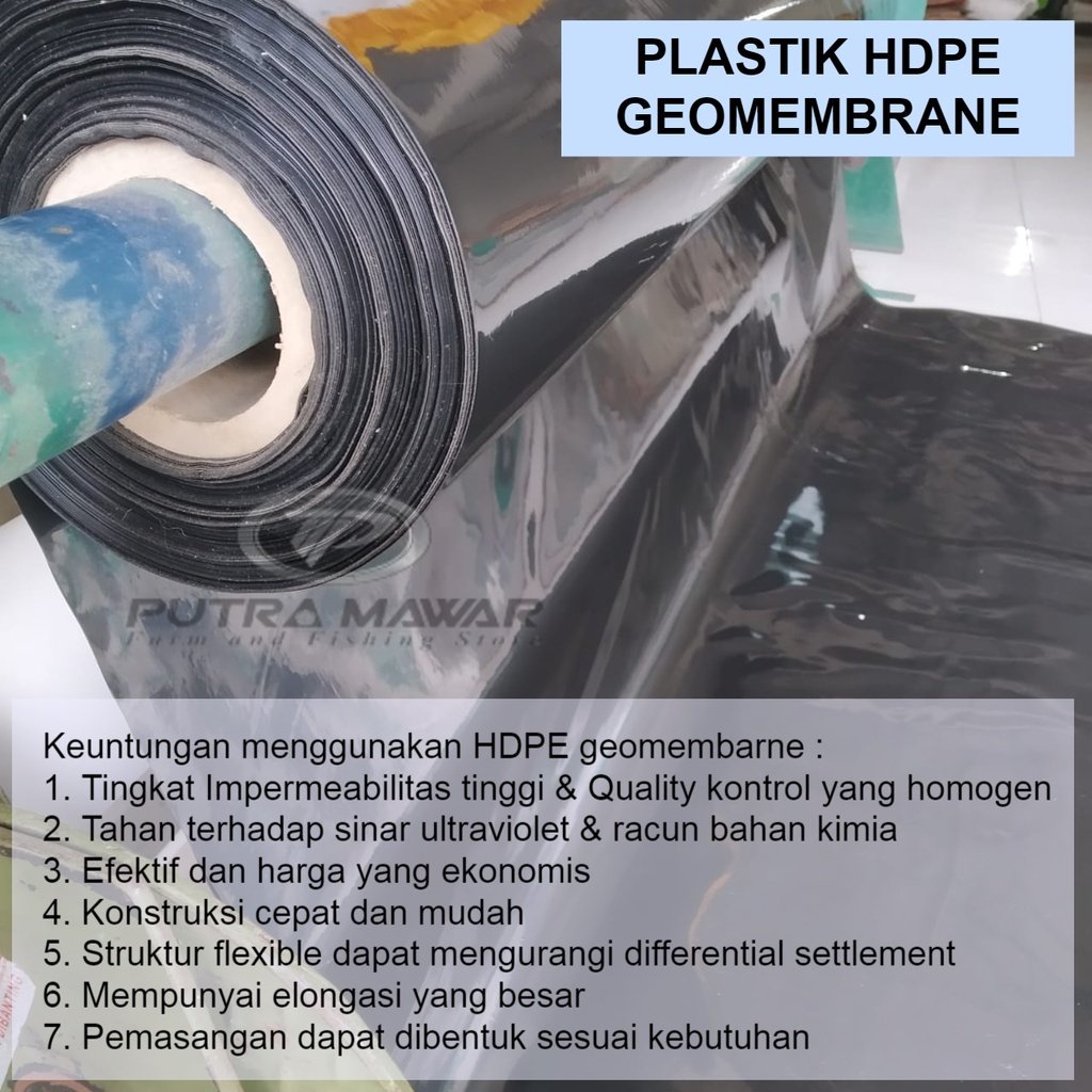 Terlaris Plastik Hdpe Geomembrane Ketebalan 200 Micron Lebar 4 Meter Uv Hitam Ultraviolet Untuk