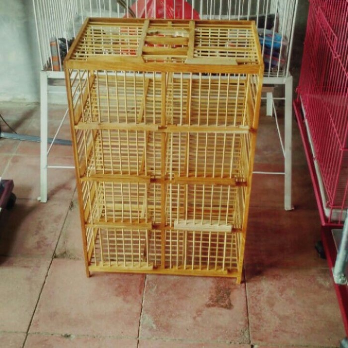 Kandang burung Dara 8 pintu kayu jati