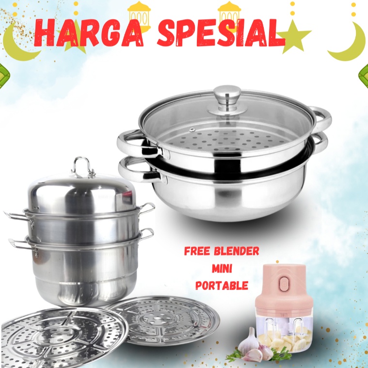 Citayam Paket Combo Spesial Panci kukus Susun 2 alaska + panci kukus dimsum/siomay Free parutan mini