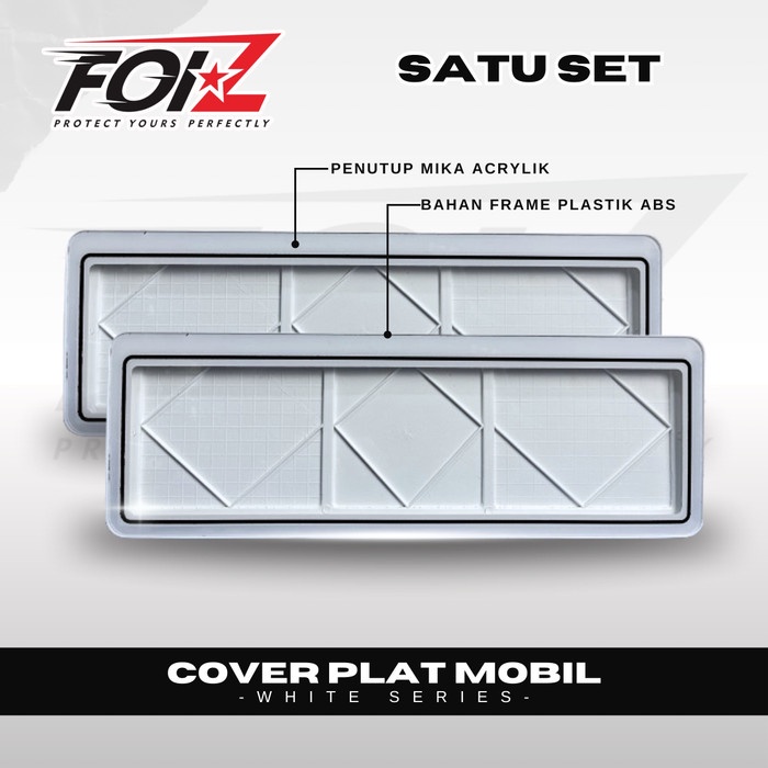 Cover Plat Nomor Mobil Acrylik PUTIH Tempat Plat Nomor Putih 1Set