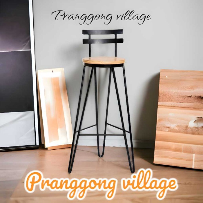 PREMIUM TA50 / KURSI KAYU / KURSI BAR KAYU BESI / KURSI CAFE KAYU BESI