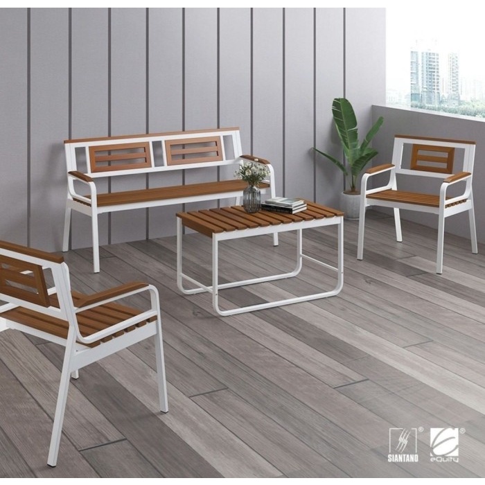 PREMIUM Kursi teras taman besi kayu minimalis outdoor set BANDUNG