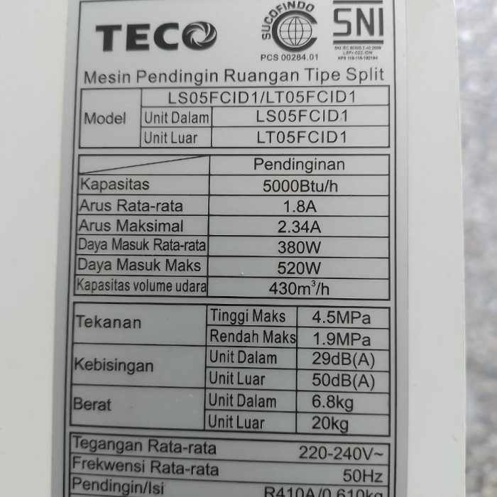 PCB Modul Utama Indoor AC 1/2 1 PK Teco LS05FCID1 Original Bekas