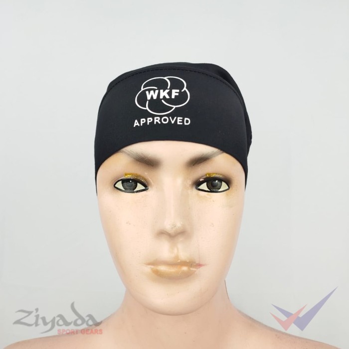 jilbab karate desain wkf approved penutup kepala head protector hijab