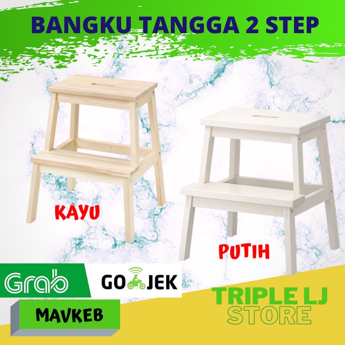 PREMIUM Bangku Tangga Kayu 2 Tingkat Kursi Untuk Pijakan