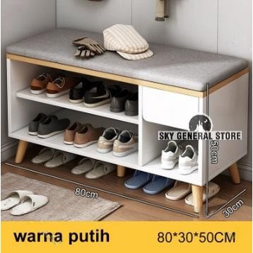 PREMIUM [TERBARU] Rak Lemari Tempat Sepatu Sandal Bangku Duduk Kayu Minimalis