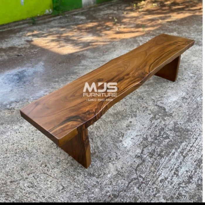 PREMIUM Bangku kayu panjang solid trembesi bangku santai taman Panjang 125cm