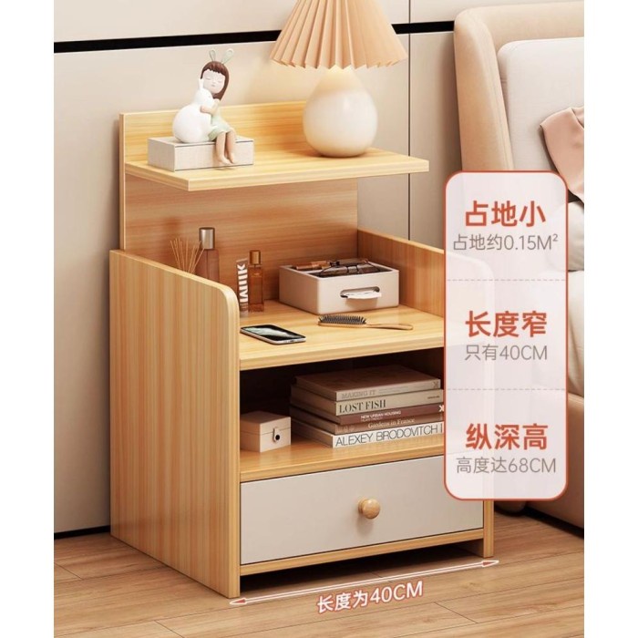 HOT SALE Meja Nakes Kecil Bed Side Table Laci Serbaguna Meja Samping Bedside Nakas Kayu 2 Laci Meja