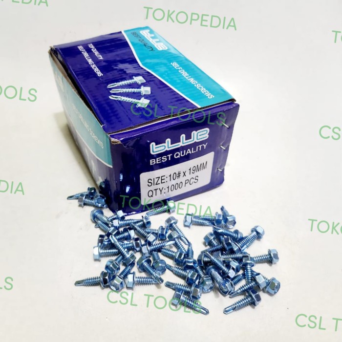TERBARU Baut Skrup Baja Ringan 10x16 / Baut Baja Ringan / Baut Rofing Skrup Baja 10 x 16 BLUE