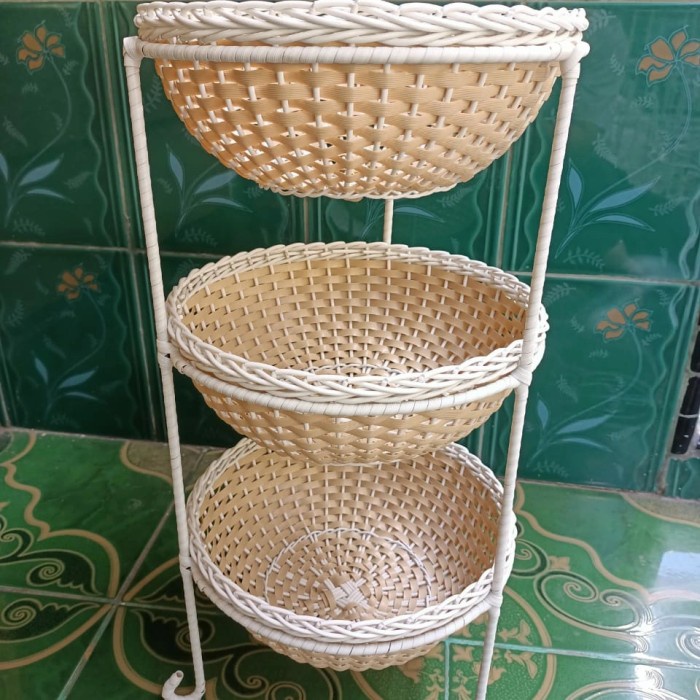 [Masih] Rak bumbu /Rak bawang Rotan sintetis susun 3 -
