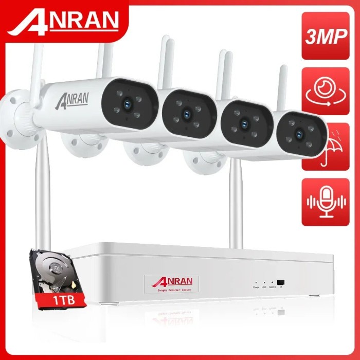 ANRAN 1920P Wireless CCTV Camera System 8CH NVR Wifi Kit Security