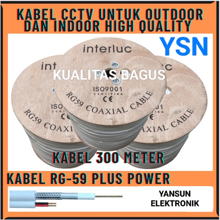 KABEL KOAXCIALL RG59+POWER INTERLUC 300M 1ROLL/ KABEL CCTV/ KABEL 1ROL