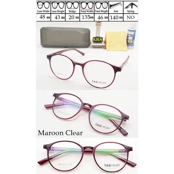 Frame Kacamata Minus Tagheuer Pria Dan Wanita Kacamata Retro Bulat #Gratisongkir