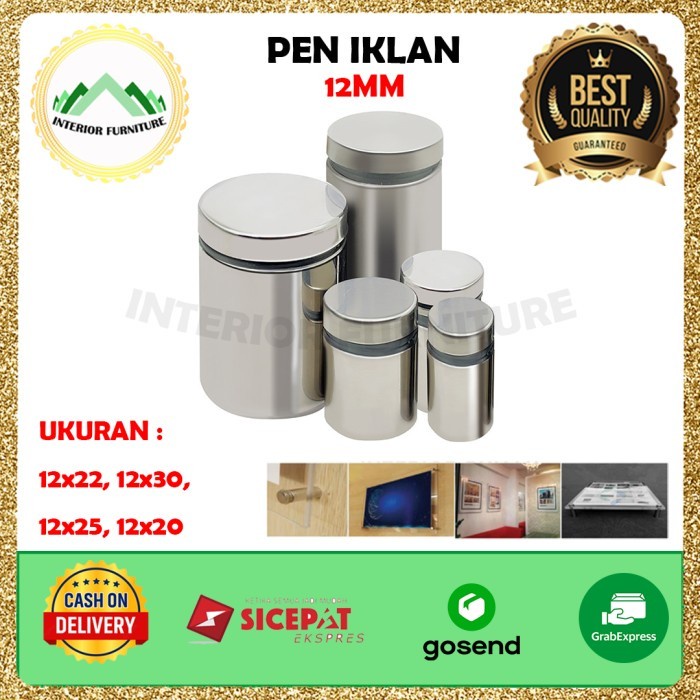 PROMO PEN IKLAN Stainless 12 x 20 / 12 x 22 / 12 x 25/ 12 x 30 Baut Akrilik