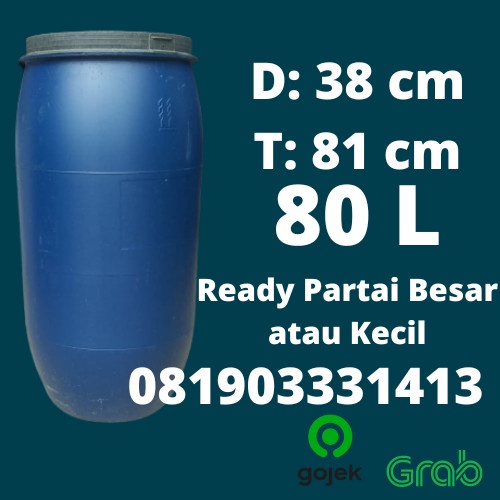 Tangki/ Tong Air/ Drum, Tempat Sampah Tebal, Gentong 80 L Hdpe Biru Terbaru