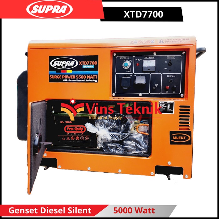 Bagus Mesin Genset Silent Diesel Generator 5000 Watt Xtd7700 Supra Xtd 7700