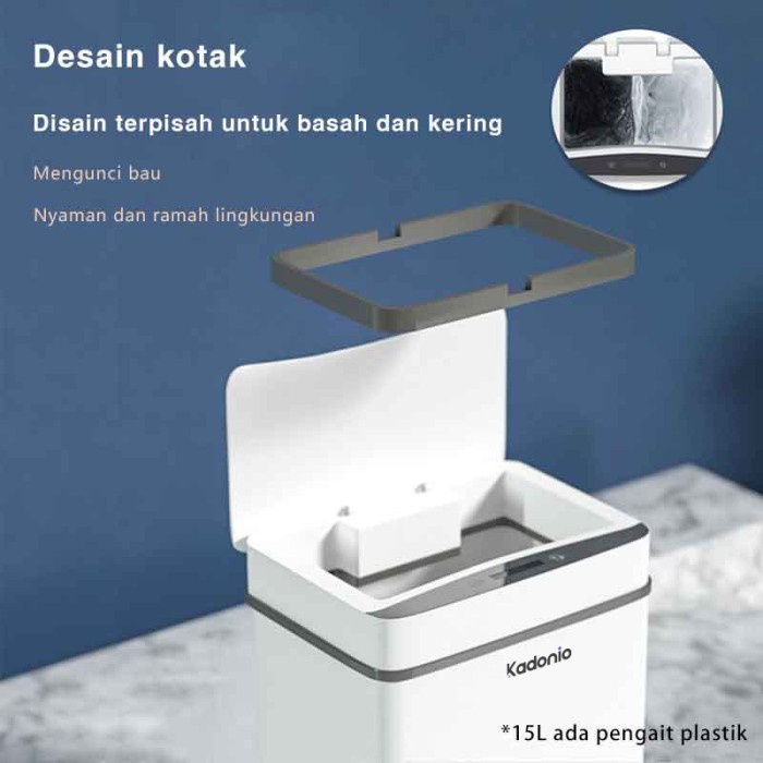 Kadonio Tempat Sampah Otomatis Sensor Infrared Kapasitas Besar Kc-Tb02 Ready
