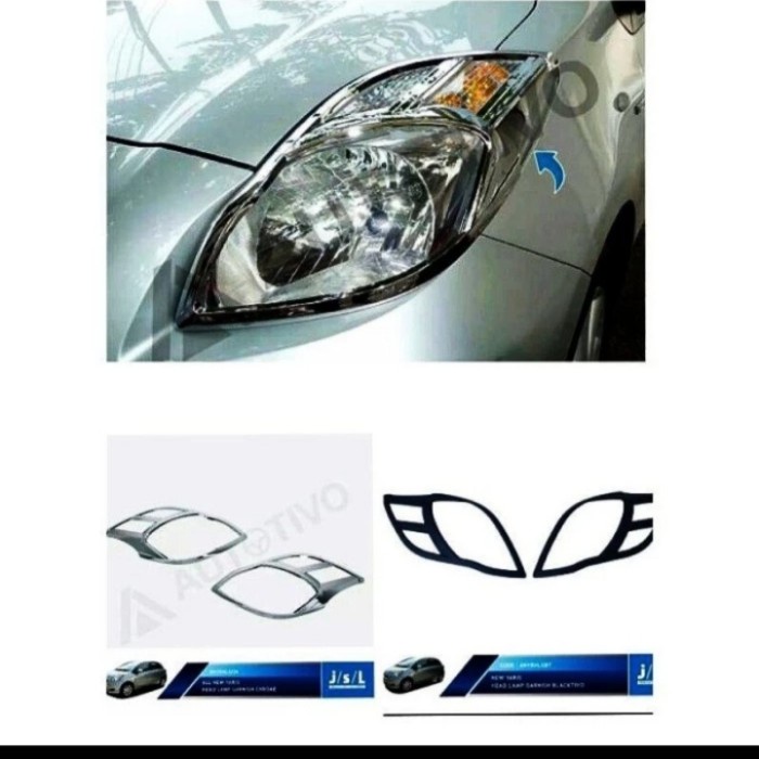 garnish lampu depan yaris 2007-2011 chrome j. s l