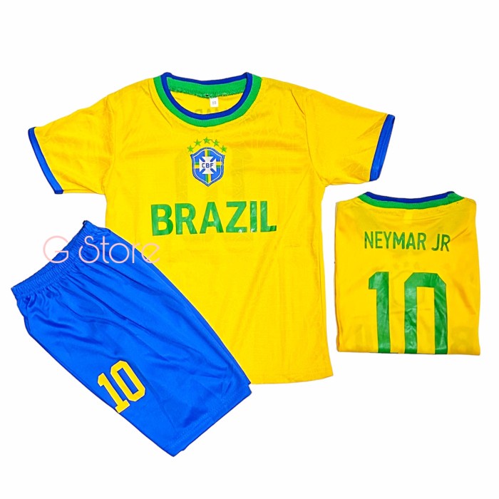 BISA COD / SETELAN BAJU BOLA BRAZIL NEYMAR ANAK / JERSEY BOLA NEYMAR