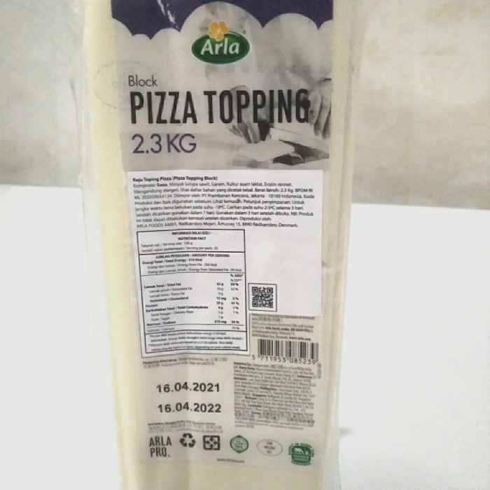 

Arla Keju Mozzarella Block 2.3 Kg / Mozarella Cheese Toping Pizza