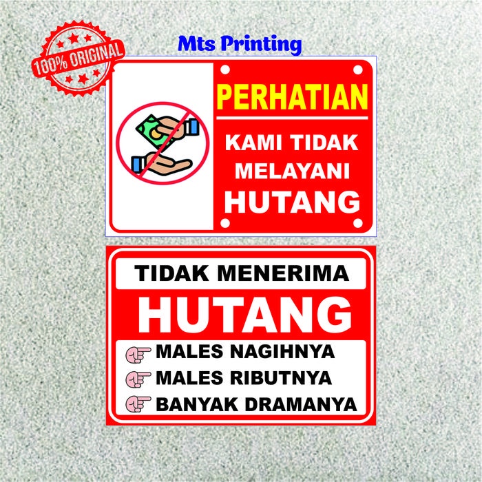 

Stiker Hutang Viral. Stiker Warung Tidak Boleh Hutang.Stiker Laminating Glosy, Stiker Anti Air