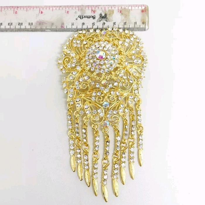 Model Terbaru Bros Juntai Emas Jumbo Premiun Bros Kebaya Bross Elegan Emas Putih Aksesoris Bunga