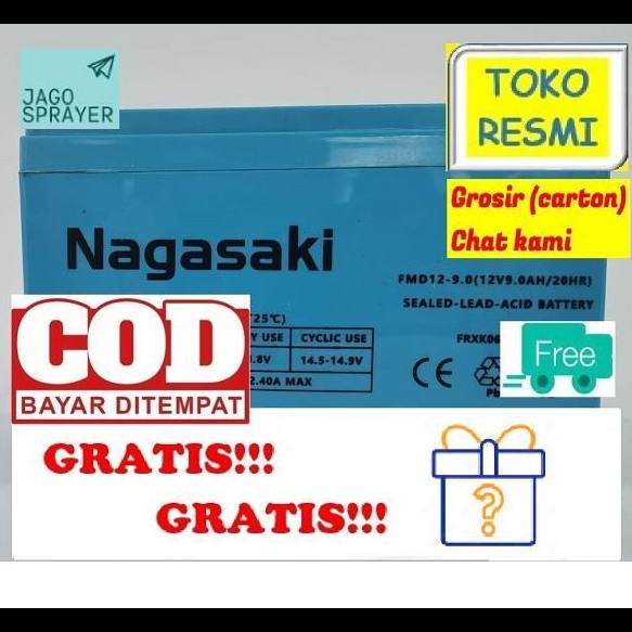 JTTOP" AKI SPRAYER ELEKTRIK SPRAYER TANAMAN NAGASAKI NAGAWA - 12V 9AH