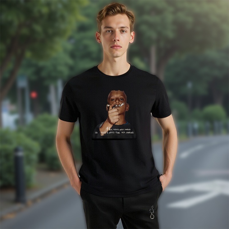 【HOT】 kaos jumbo Boy Smoking T shirt Vintage Print Design All Over Print