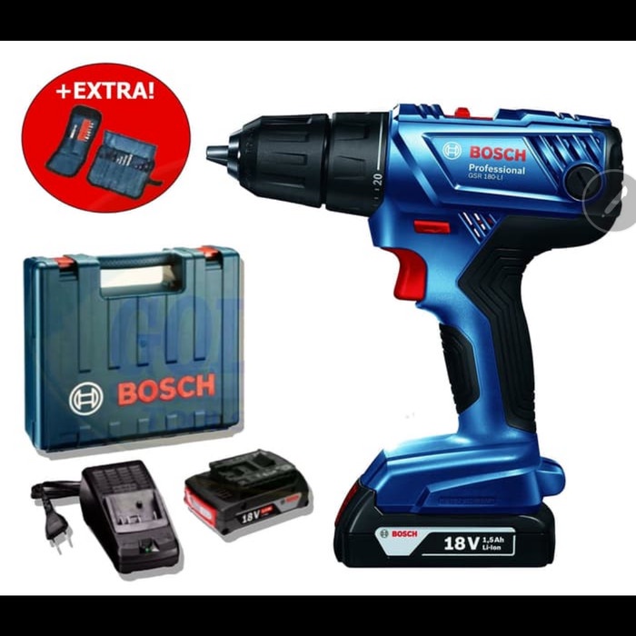 Bosch GSR 180 LI Cordless Drill 18V / Bor Baterai 18 Volt + Acc