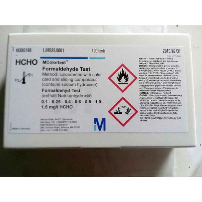 Ready MColortest Formaldehyde Test Merck 1.08028.0001 Range 0.1-1.5 mg/l