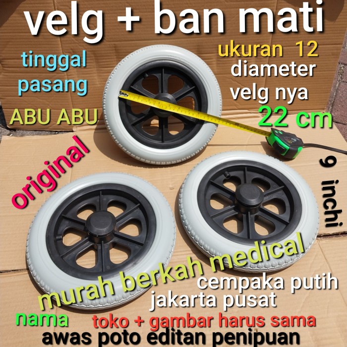Ready Roda ukuran 12 VELG + ban mati kursi roda termurah