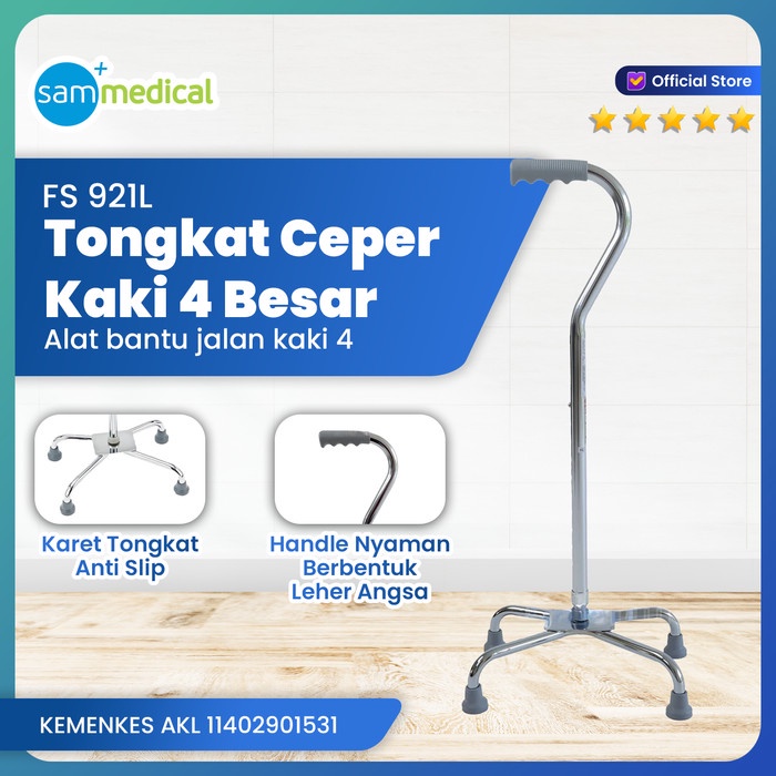 Ready GEA Tongkat Kaki 4 Ceper Lebar FS 921 L / Alat Bantu Jalan / Tongkat Kaki 4 Lengkung