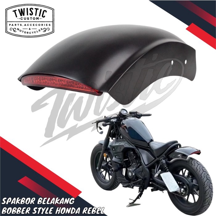 Spakbor Fender Belakang Pendek + Stoplamp Bobber Style Motor Honda Rebel 500 Custom Mafia
