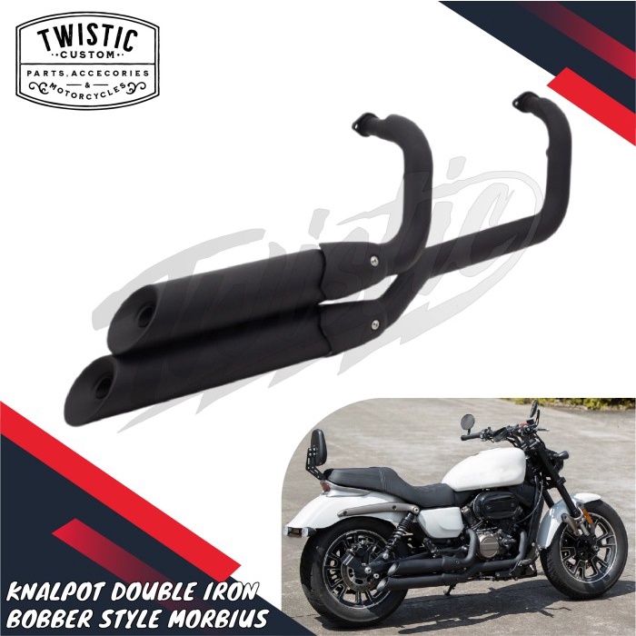 Knalpot Fullsystem Full System Twin Shots Double Iron Bobber Style Motor Morbius 250 CC Custom