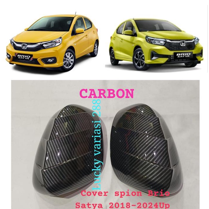 Cover Spion Mirror Cover Tutup Spion Honda Brio Satya & E 2018-2025 Up Carbon Hitam