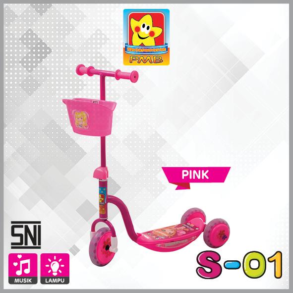 SALE TERHOTT PMB S 01 MAINAN ANAK SKUTER RODA 3 PINK SENSOR MUSIK LAMPU PMB S01 SCOOTER SKUTER
