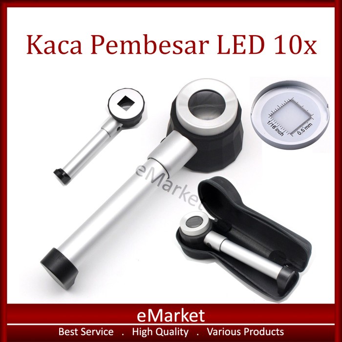 

Kaca Pembesar LED 10x / Lampu Lup Lensa Magnifier Handheld / Membaca