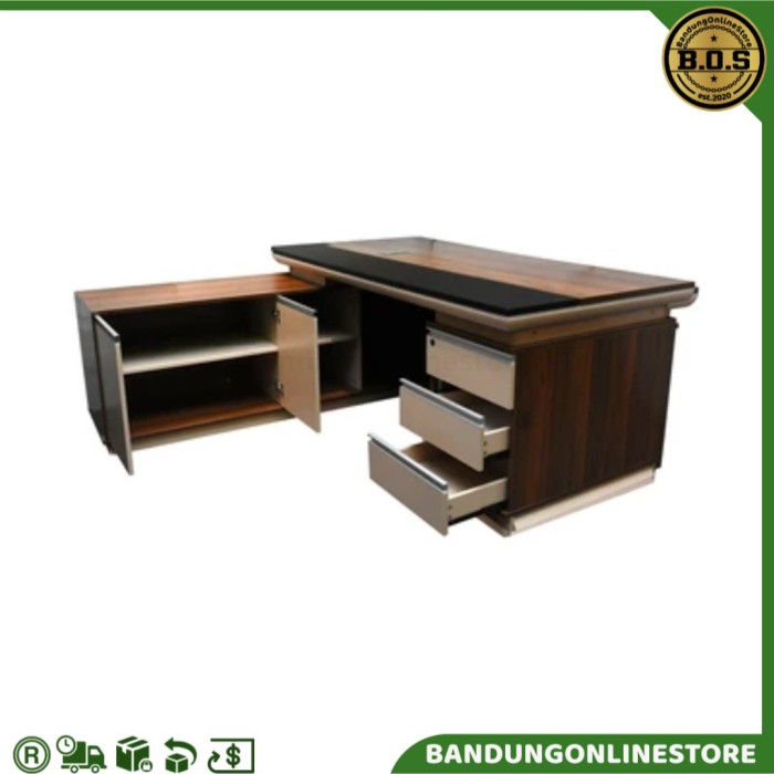 Meja Direktur L Sisi Kiri 1809 Cokelat Informa Meja Direksi Monthana Meja Kerja Kantor Left Side