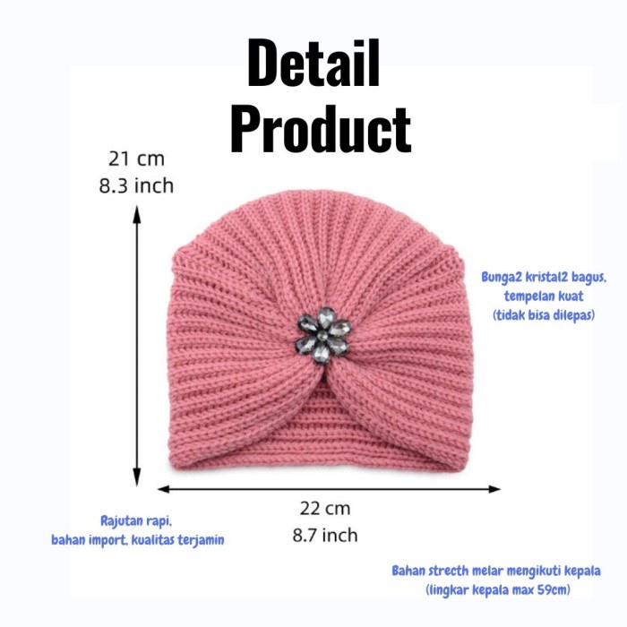 Turban Wanita / Turban Instant / Headband Bandana Rajut Wanita Tebal