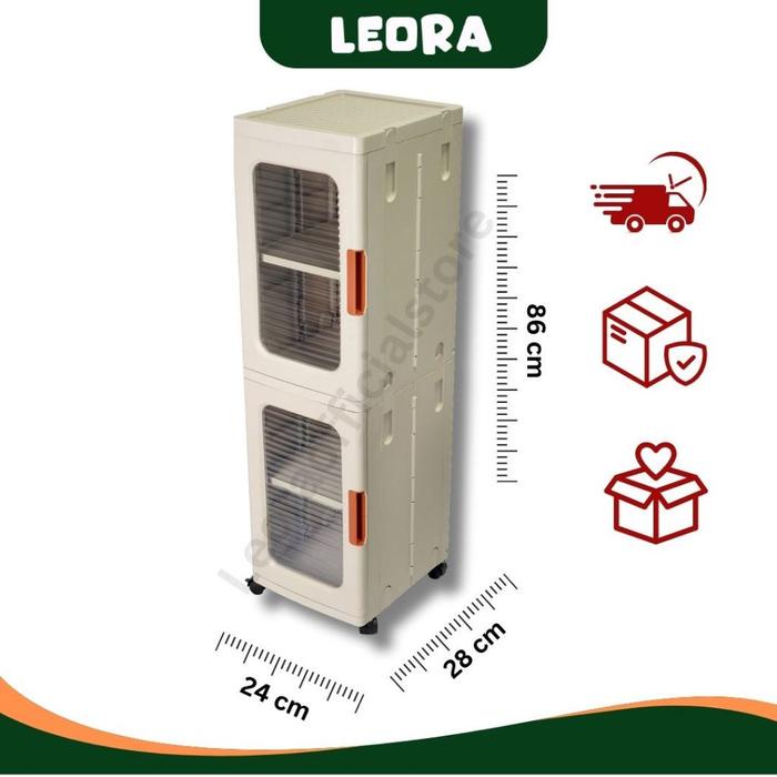 LEORA LEMARI LIPAT PLASTIK LEMARI SUSUN PAKAIAN LEMARI SUSUN KOLONG LEMARI SERBAGUNA RAK BUKU TOILET