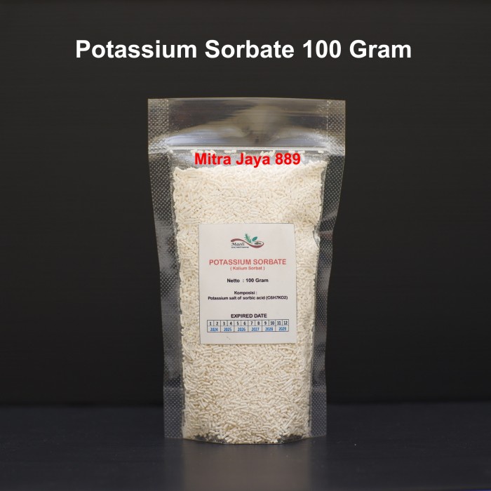 

Ready Stok" Potassium Sorbate / Kalium Sorbat / Pengawet Makanan Kosmetik 100 Gr