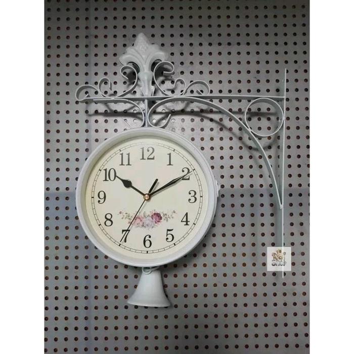 terbaru  jam gantung dua sisi burung shabby vintage garden cafe gaya eropa klasik home decor besi