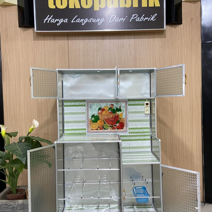 GRATIS ONGKIR Rak Piring 2 pintu - Rak Dapur minimalis - Rak piring kaca 3 pintu